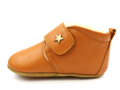 Bisgaard slippers cognac with star and woollining